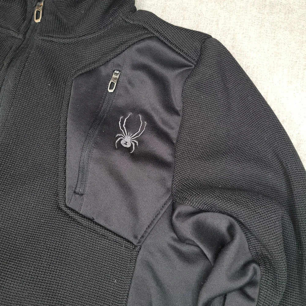 Spyder Full Zip Sweater Jacket Mens M Black Knit Fleece Core Midlayer Nice